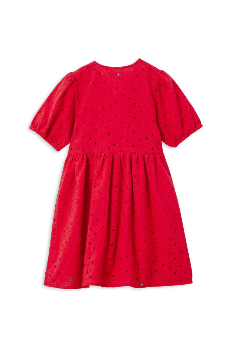 Milky Girls Dress Red Broderie Dress