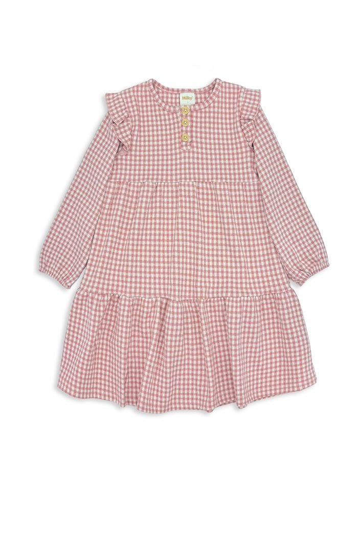 Milky Girls Dress Rose Check Frill Dress