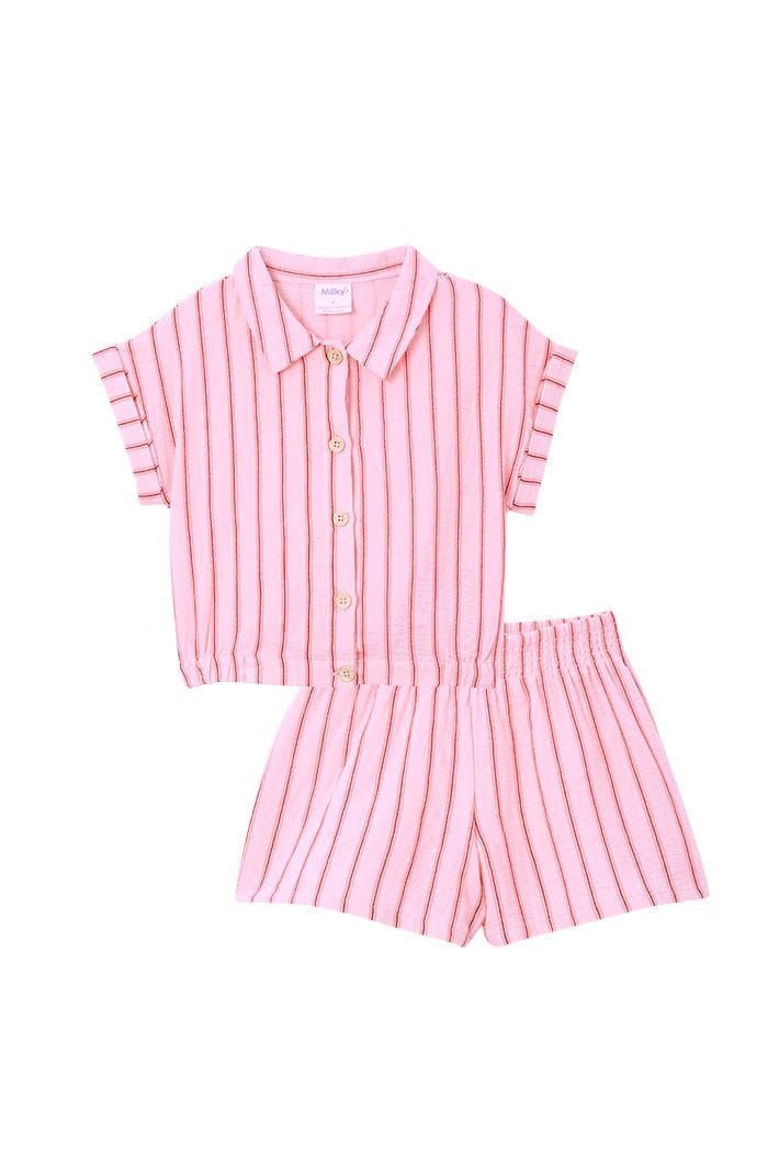 Milky Girls Dress Ruby Stripe Cotton Play Set