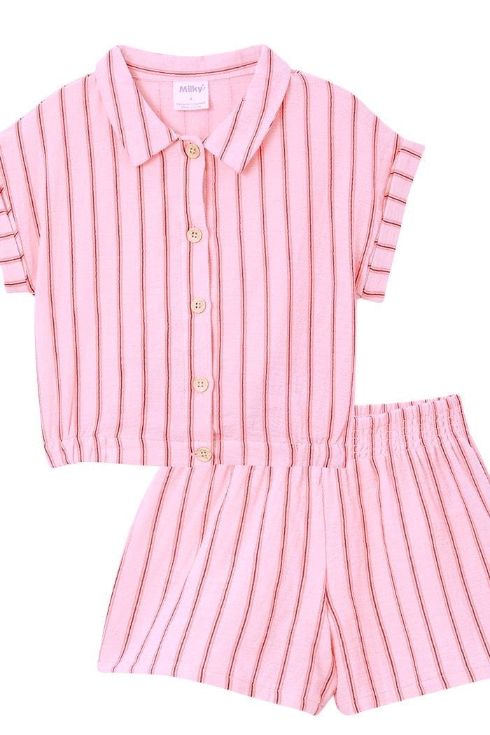 Milky Girls Dress Ruby Stripe Cotton Play Set