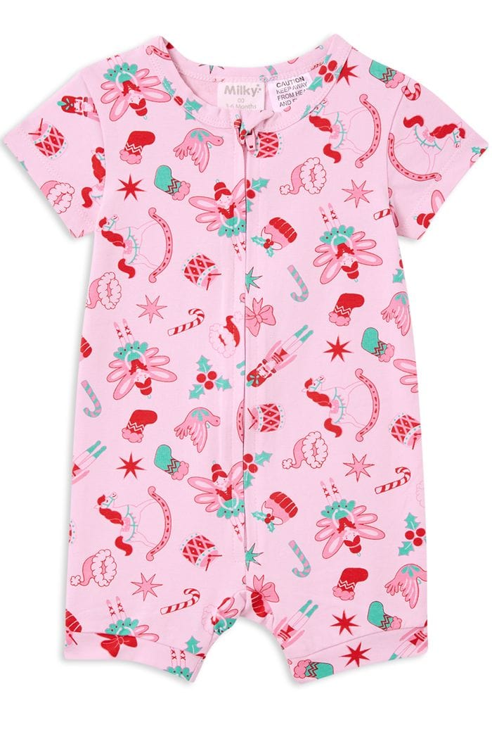 Milky Girls Onesie Christmas Zip Romper