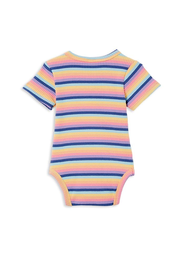 Milky Girls Onesie Multi Stripe Rib Bubbysuit