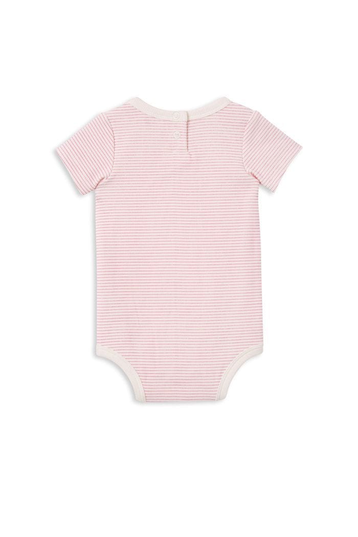 Milky Girls Onesie Pink Stripe Rib Bubbysuit