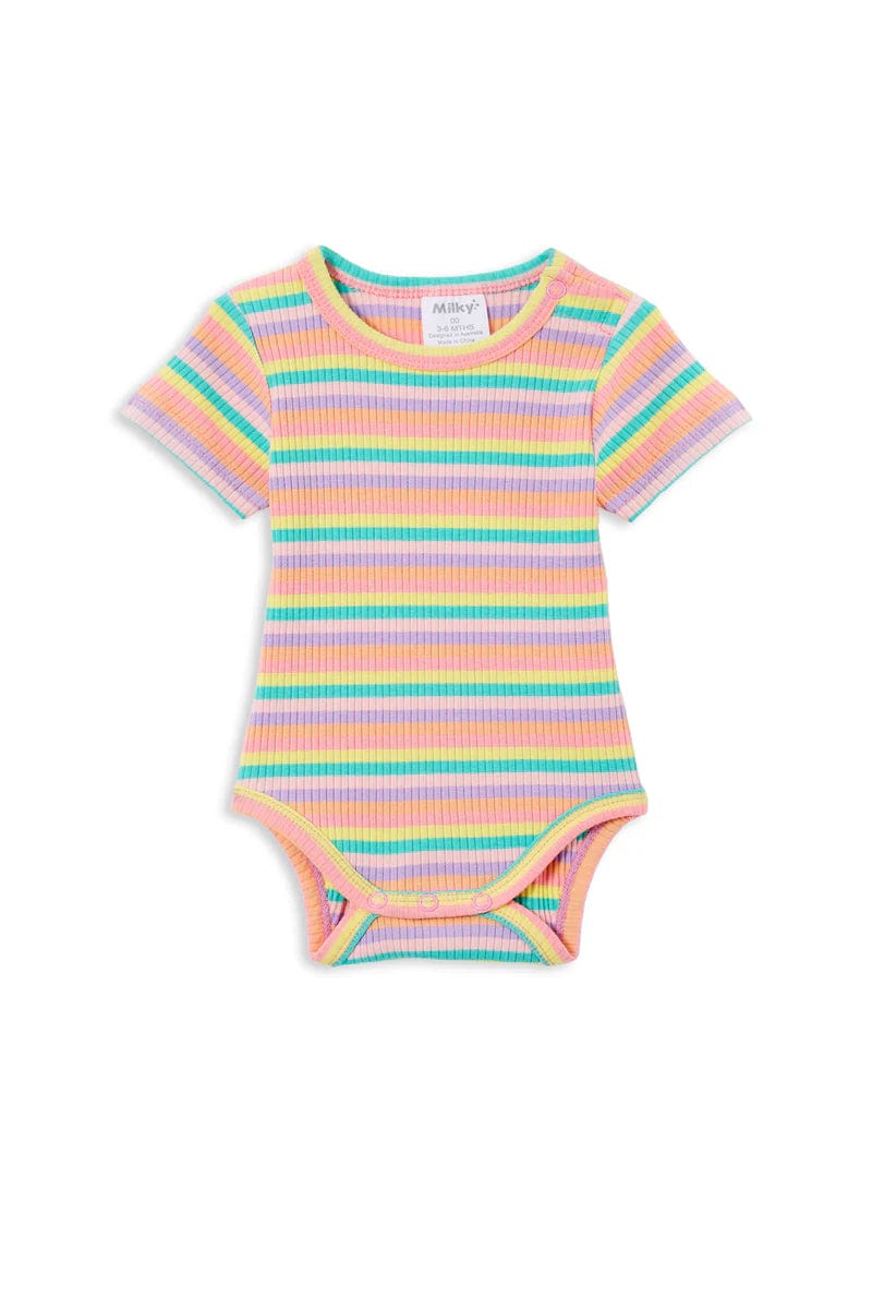 Milky Girls Onesie Stripe Rib Bubbysuit