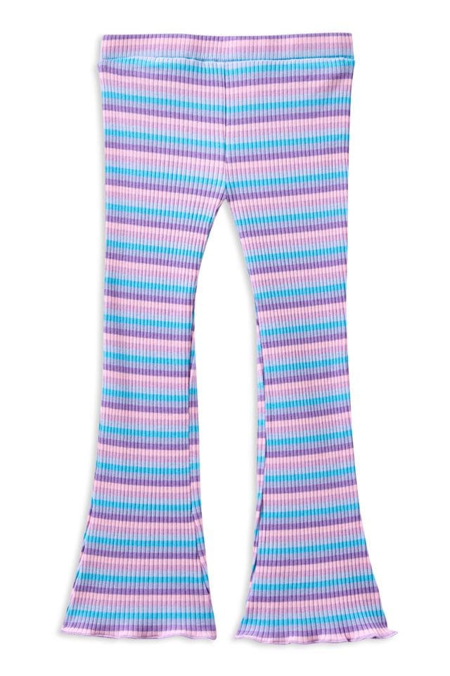 Milky Girls Pants 2Y Lilac Stripe Rib Flared Legging