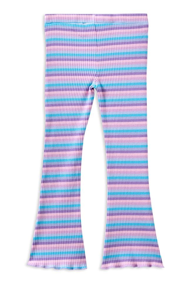 Milky Girls Pants Lilac Stripe Rib Flared Legging