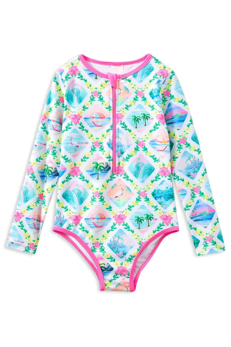 Milky Girls Swimwear 3-6M Aloha Long Sleeve Swimsuit
