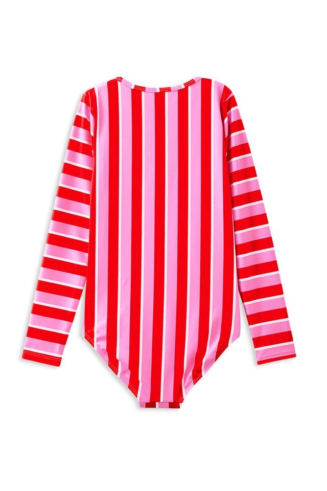 Milky Girls Swimwear Candy Stripe Long Sleeve Swimsuit