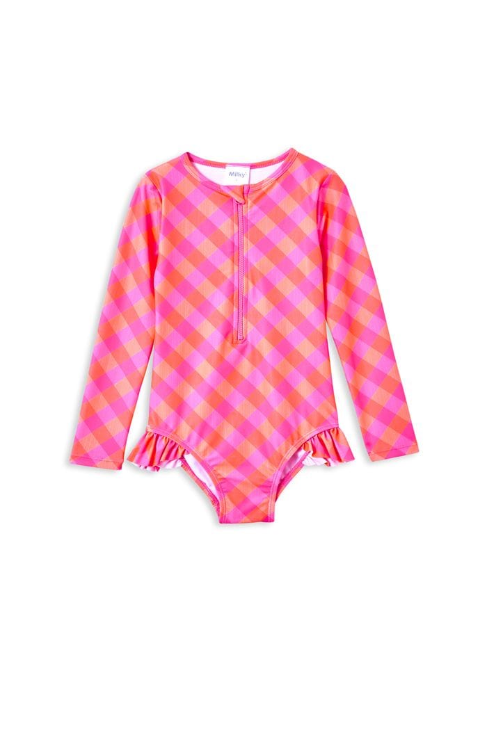 Milky Girls Swimwear Check Long Sleeve Swimsuit