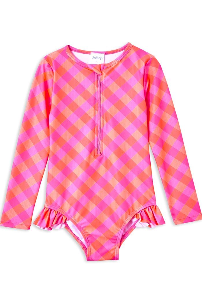 Milky Girls Swimwear Check Long Sleeve Swimsuit