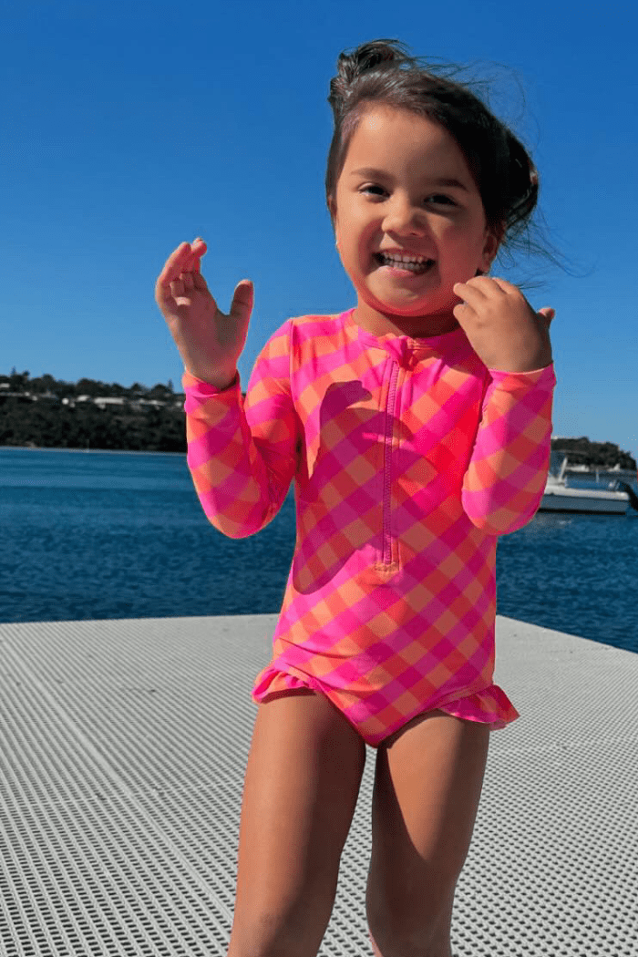 Milky Girls Swimwear Check Long Sleeve Swimsuit