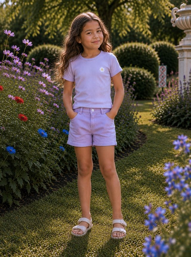 Milky Girls Tee Lilac Mist Rib Tee