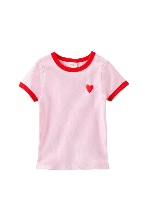 Milky Girls Tee Pink Lady Rib Tee