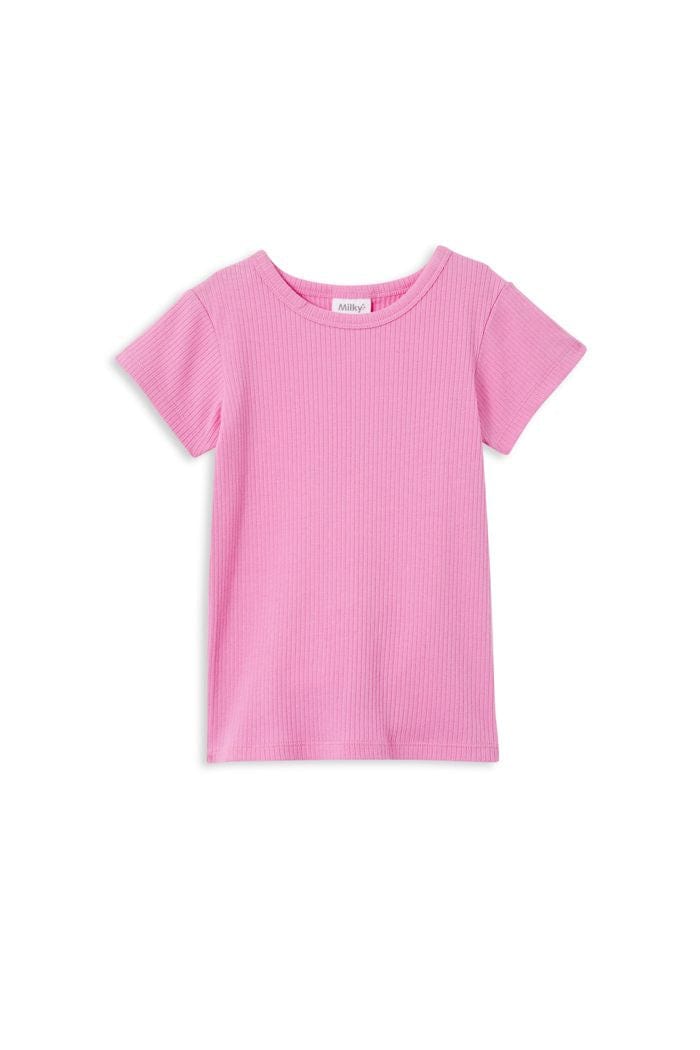 Milky Girls Tee Pink Rib Tee