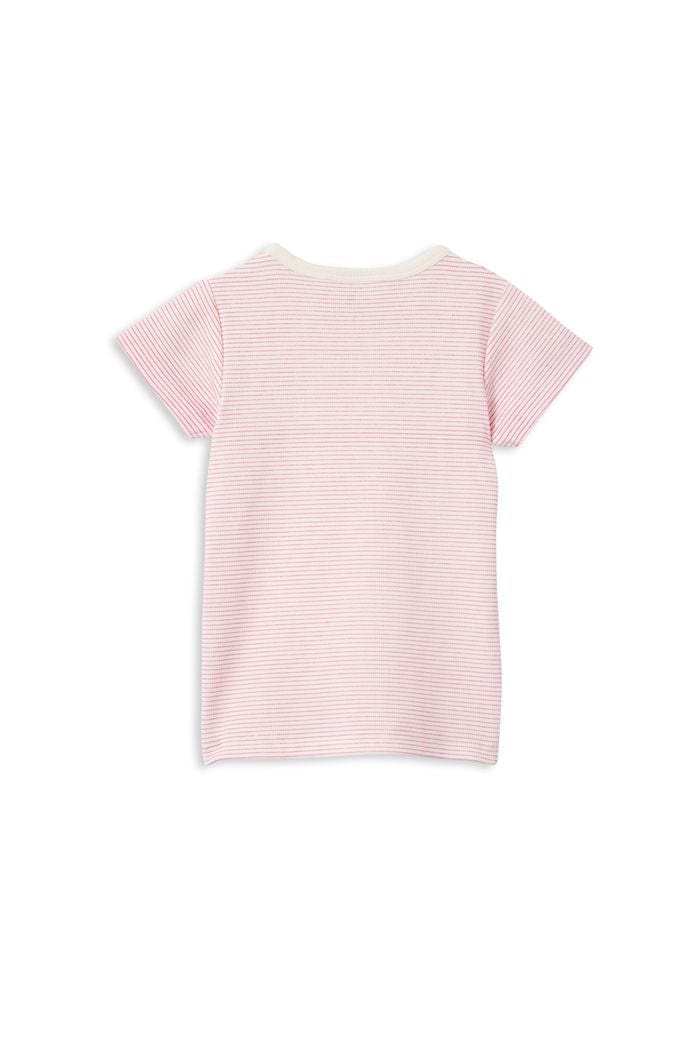 Milky Girls Tee Pink Stripe Rib Tee