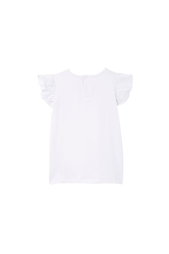 Milky Girls Tee White Broderie Frill Tee