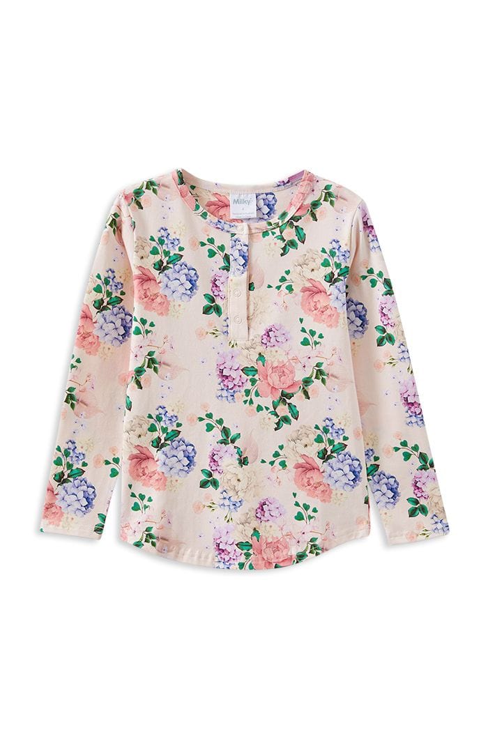 Milky Girls Top Hydrangea Henley