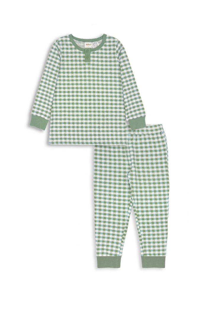 Milky Unisex Sleepware Gingham Henley PJs