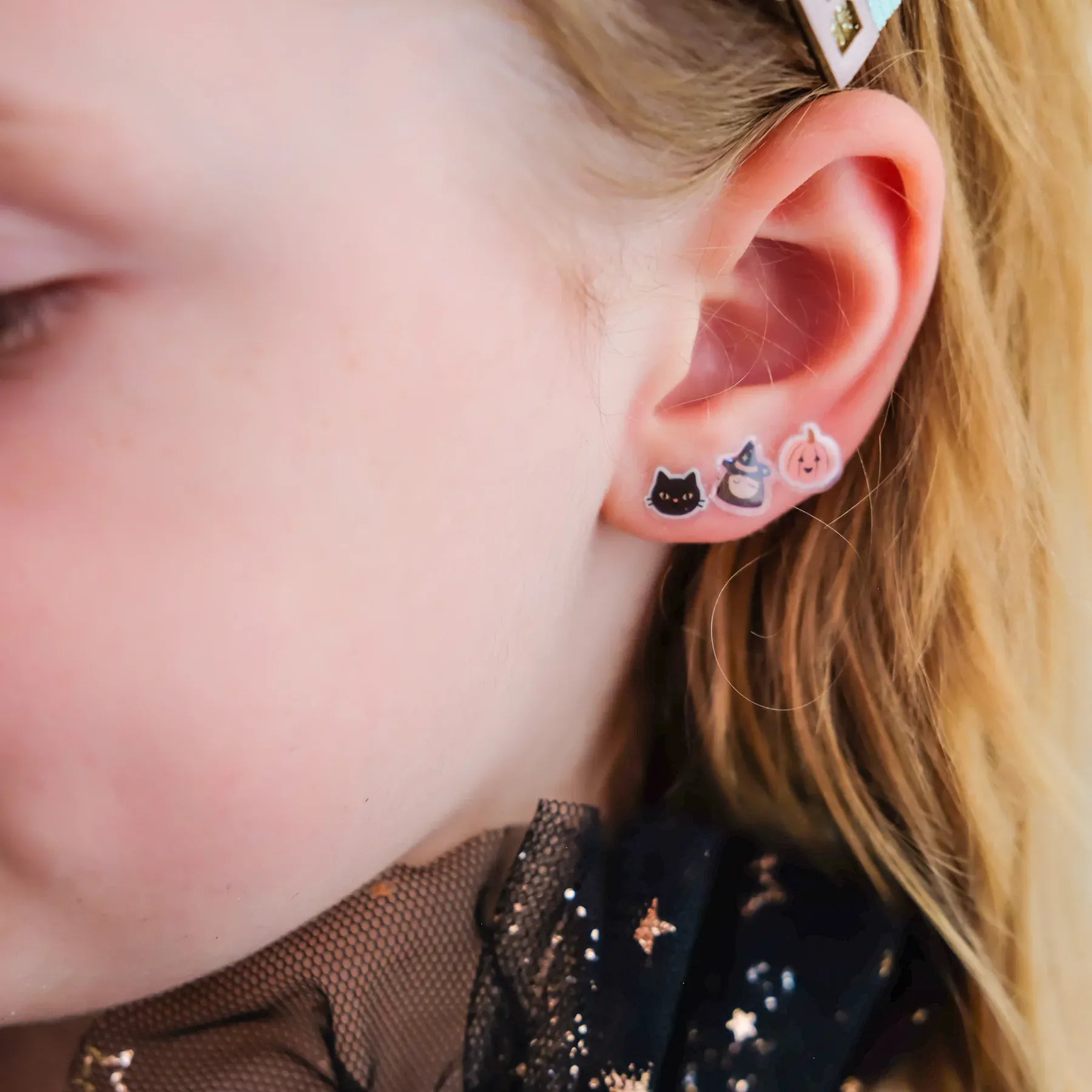 Mimi & Lula Girls Accessory Haunted House Stick On Earrings