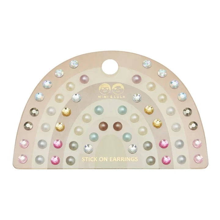 Mimi & Lula Girls Accessory Pink Gem & Pearl Stick On Earrings