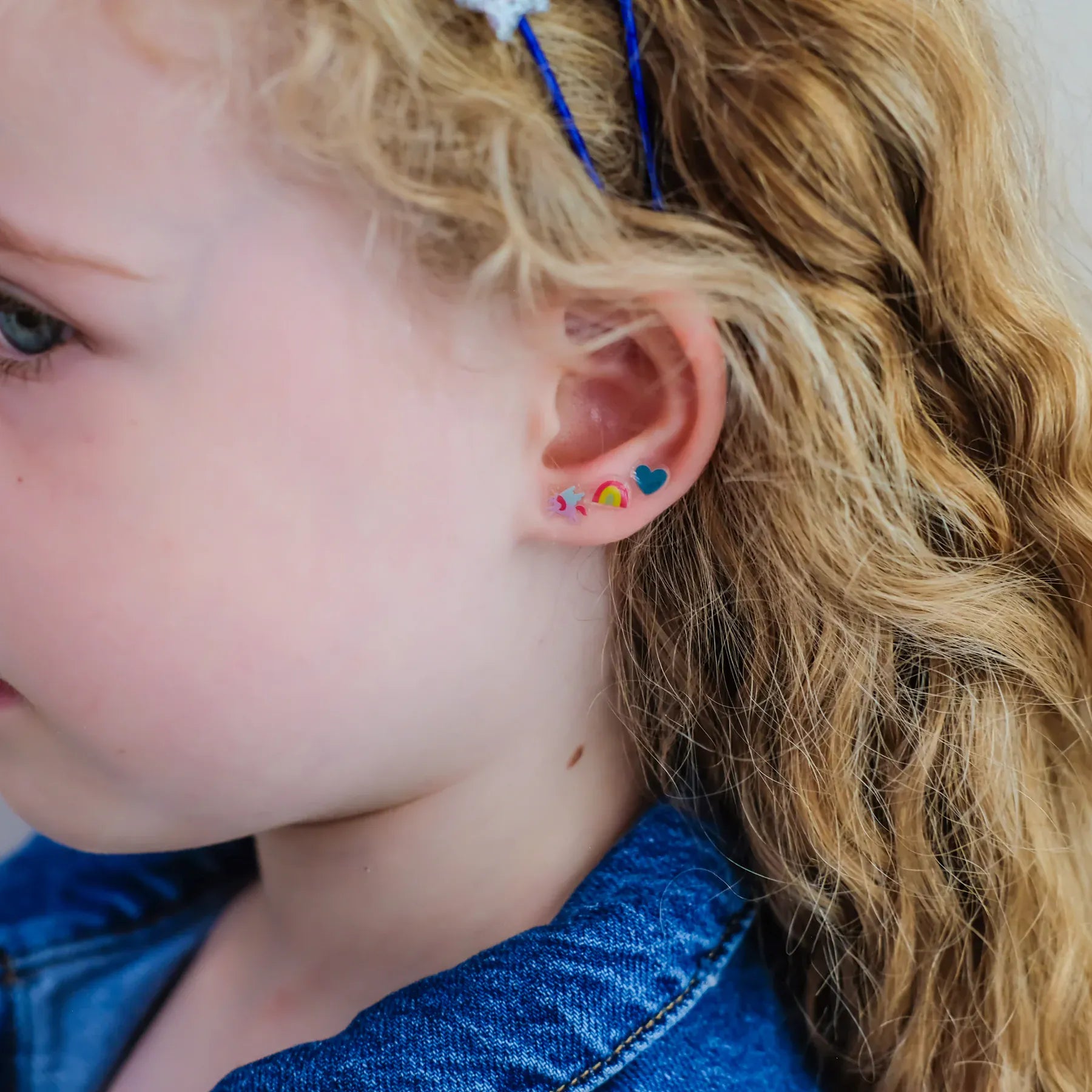 Mimi & Lula Girls Accessory Rainbow Castle Stick On Earrings