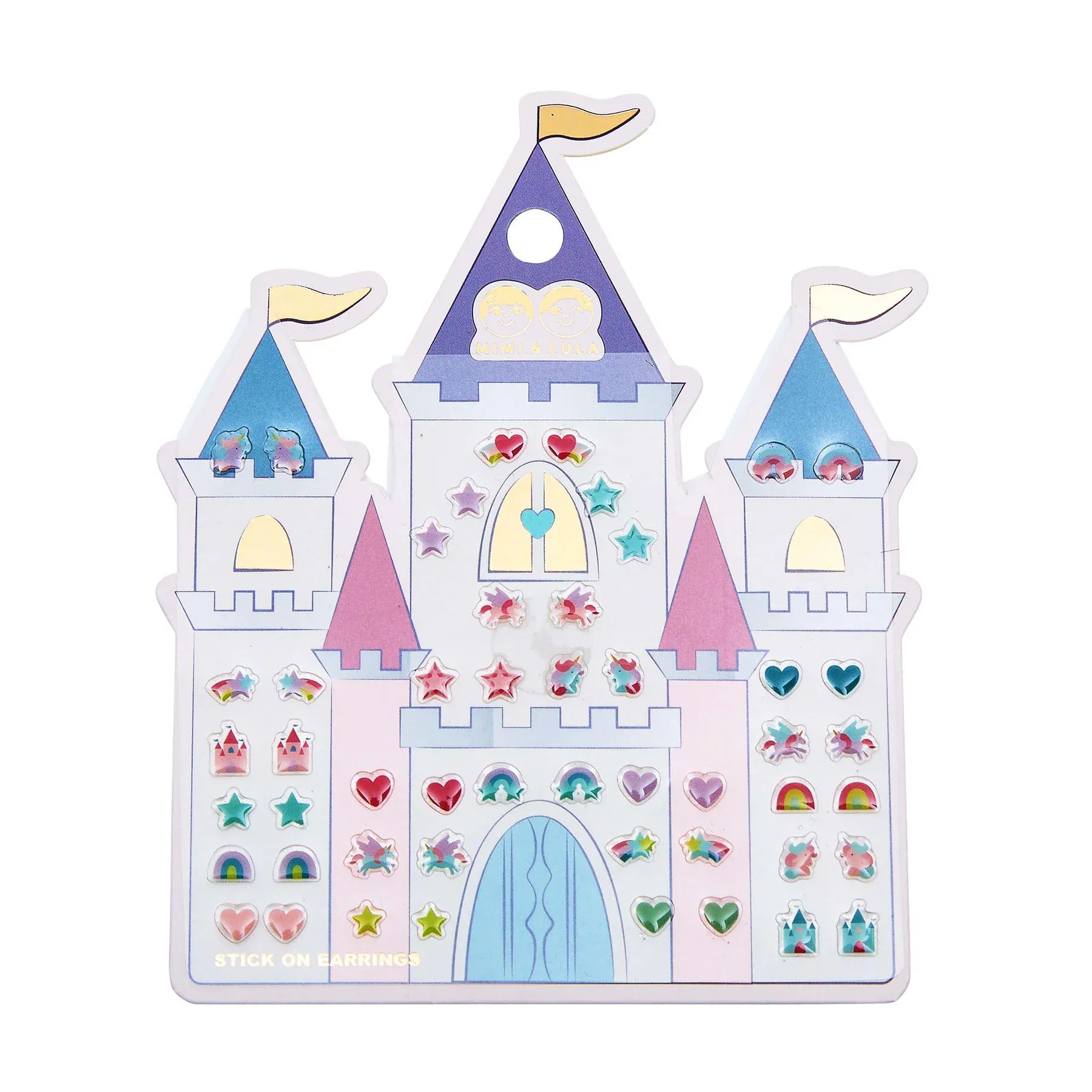 Mimi & Lula Girls Accessory Rainbow Castle Stick On Earrings