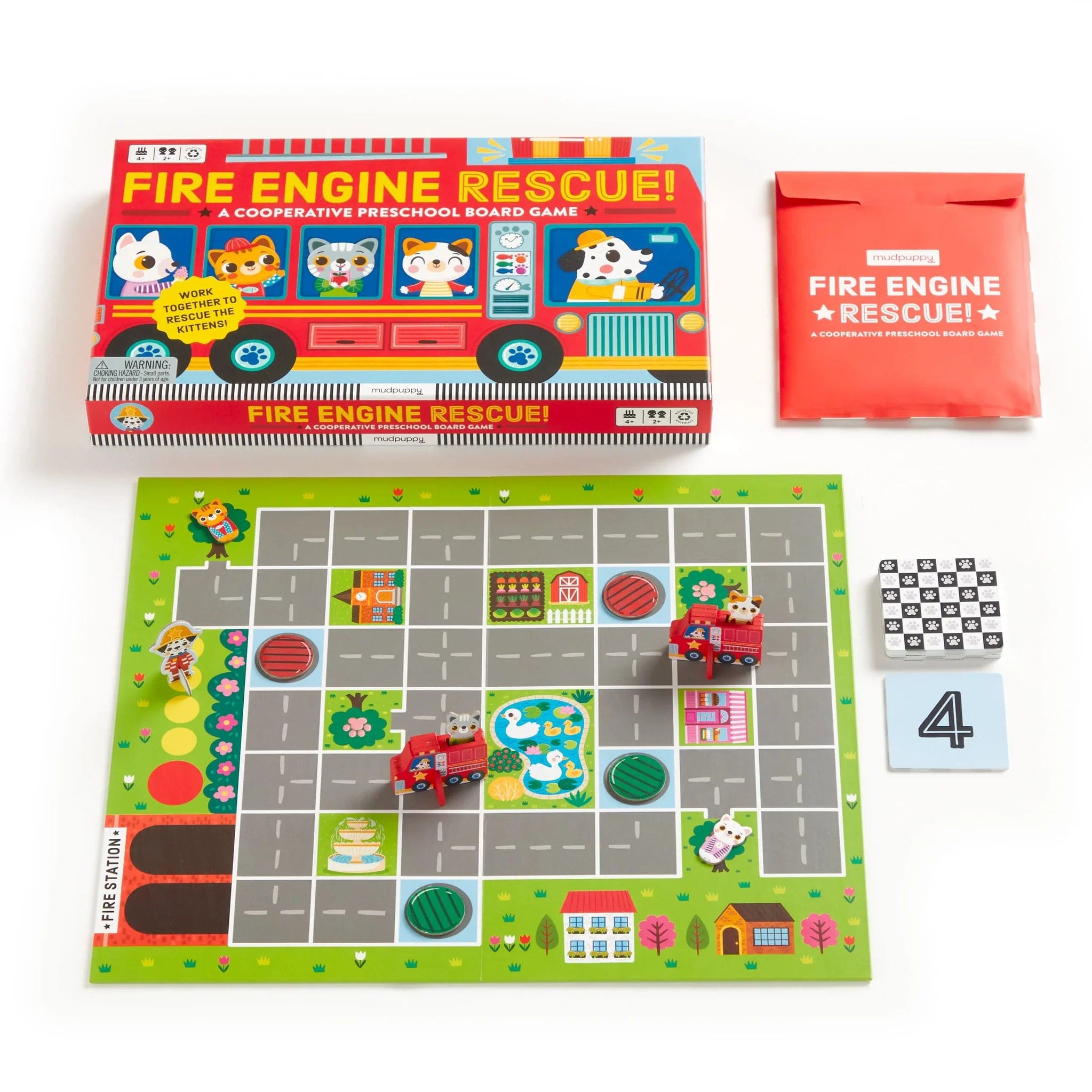 Mudpuppy Toys Fire Engine Rescue! Cooperative Board Game