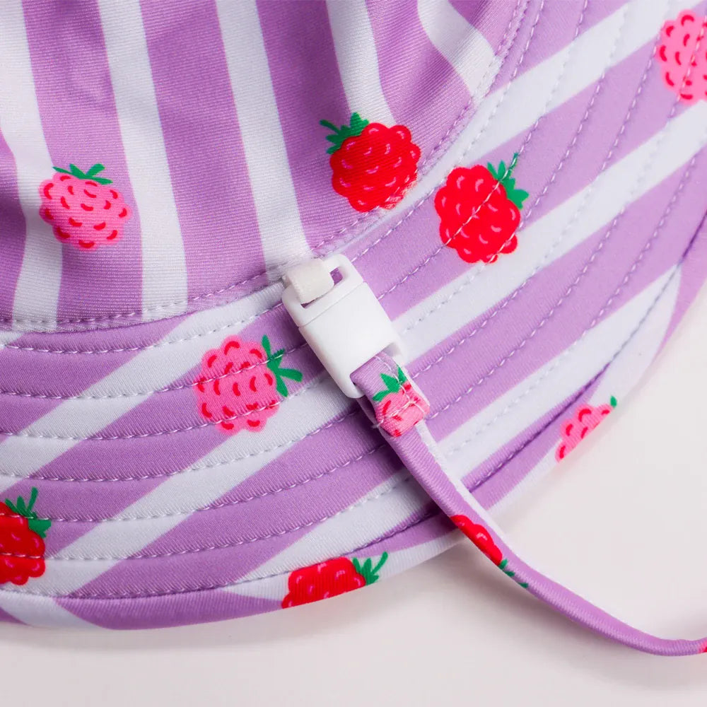 Nestling Accessories Hats Swim Bucket Hat - Striped Raspberries