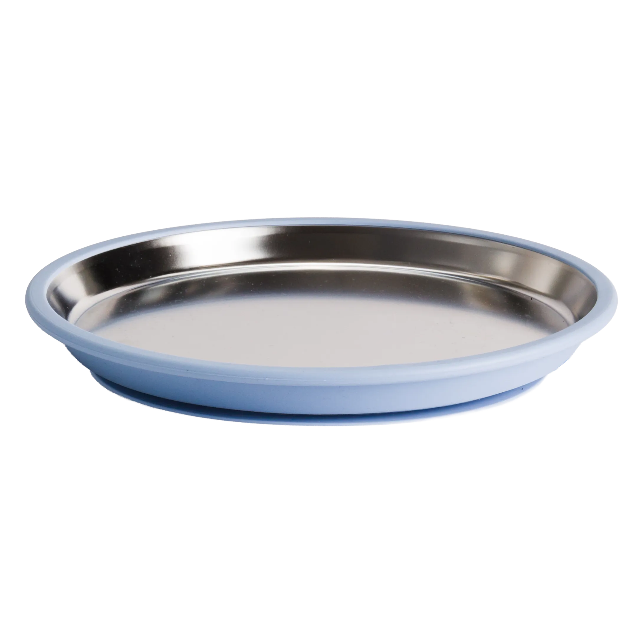 Nestling Accessory Feeding Dusty Blue Large Stainless Flat Suction Plate 23cm