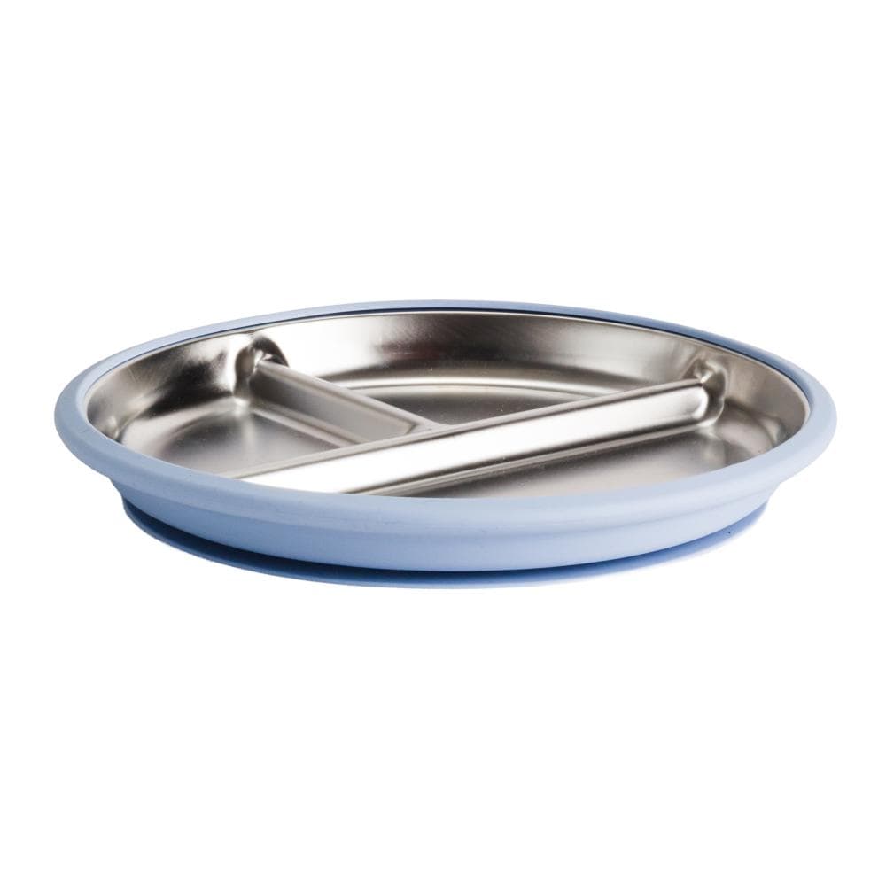 Nestling Accessory Feeding Dusty Blue Stainless Divided Suction Plate 20cm