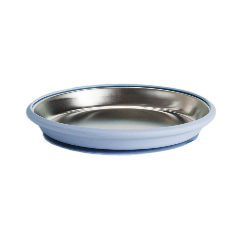 Nestling Accessory Feeding Dusty Blue Stainless Flat Suction Plate 20cm
