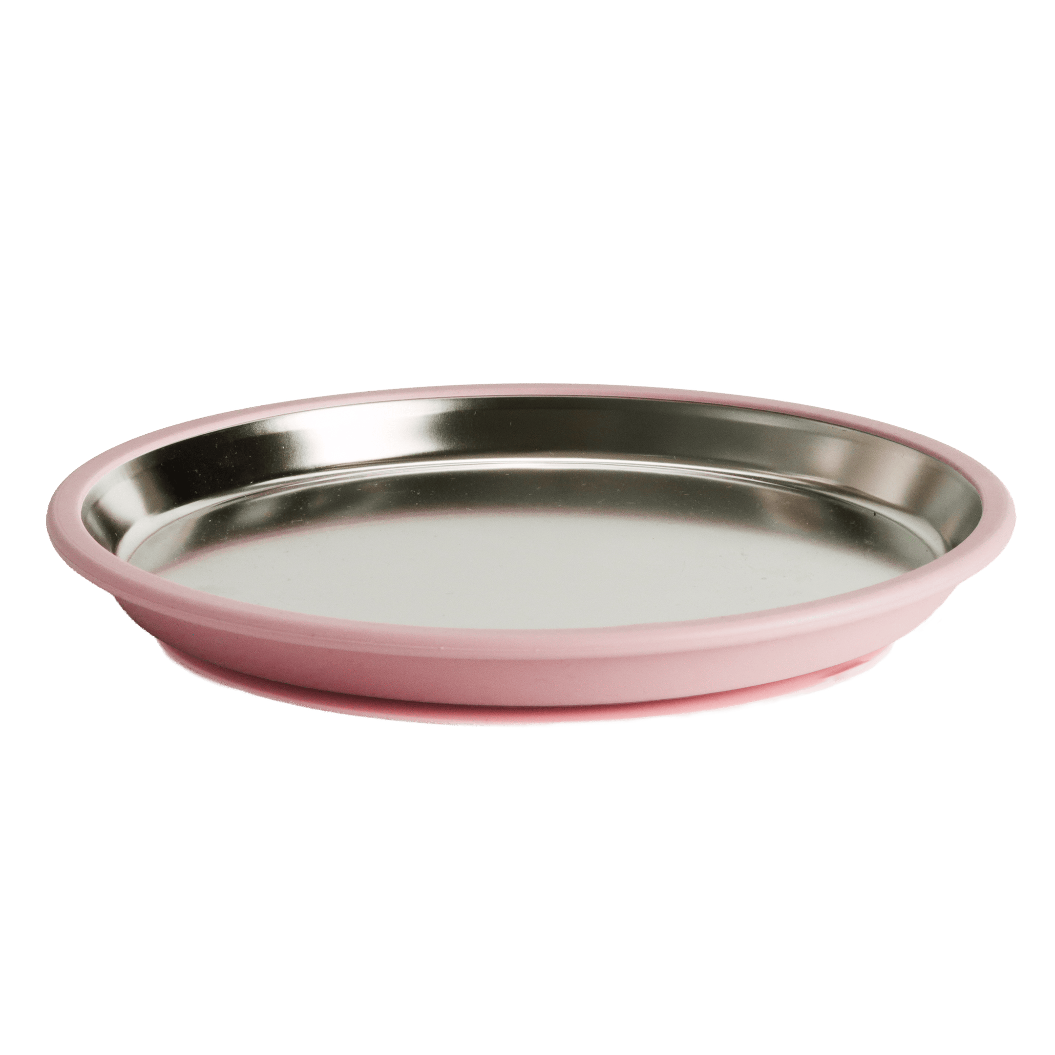 Nestling Accessory Feeding Dusty Pink Large Stainless Flat Suction Plate 23cm