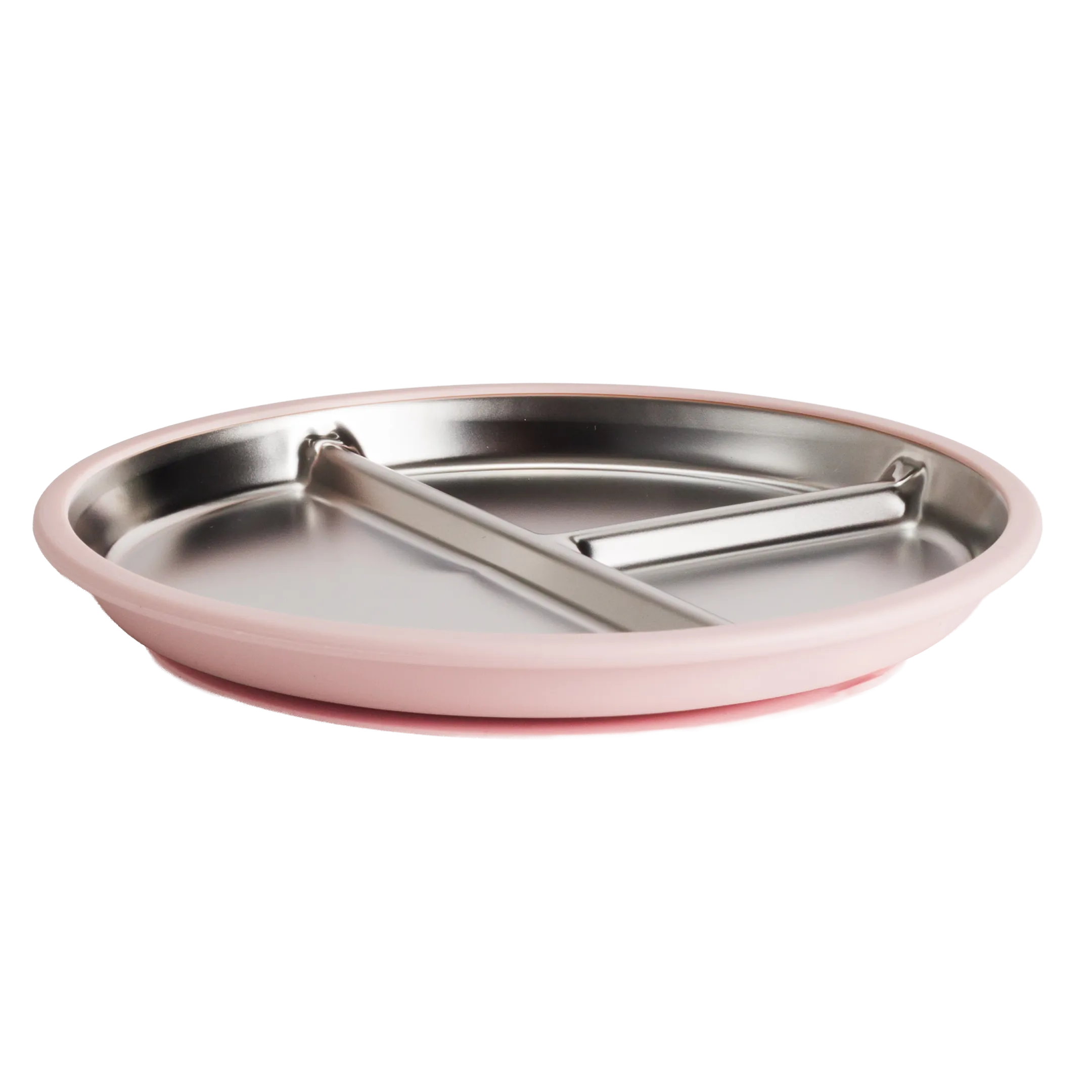 Nestling Accessory Feeding Dusty Pink Stainless Divided Suction Plate 23cm