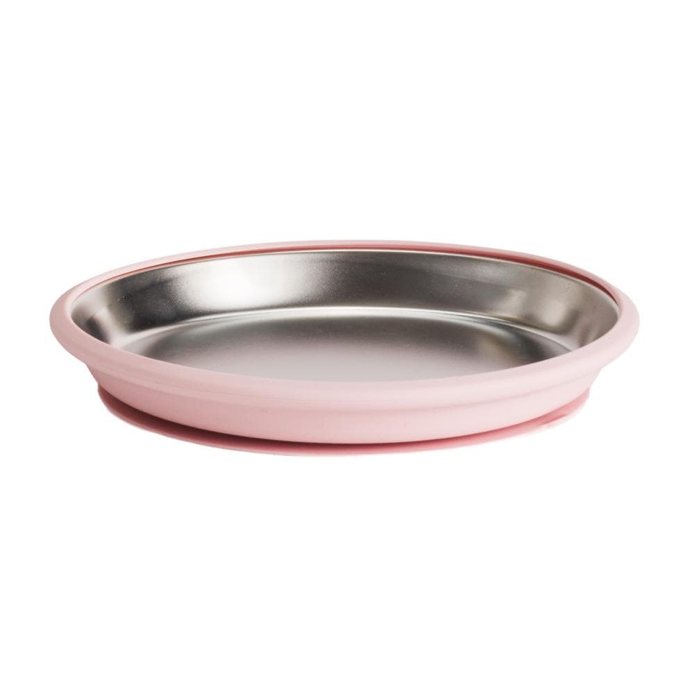 Nestling Accessory Feeding Dusty Pink Stainless Flat Suction Plate 20cm