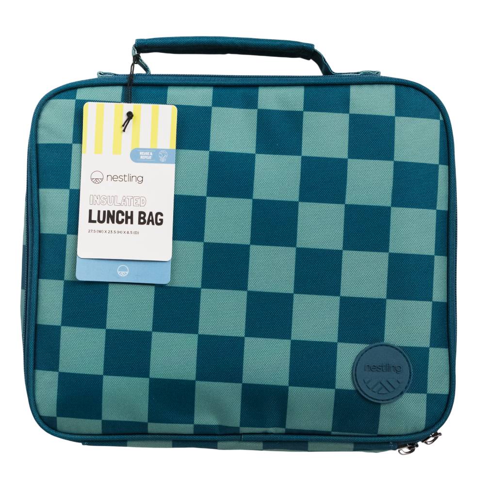 Nestling Accessory Feeding Insulated Lunch Bag - Blue/Green Check