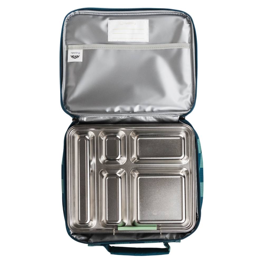 Nestling Accessory Feeding Insulated Lunch Bag - Blue/Green Check