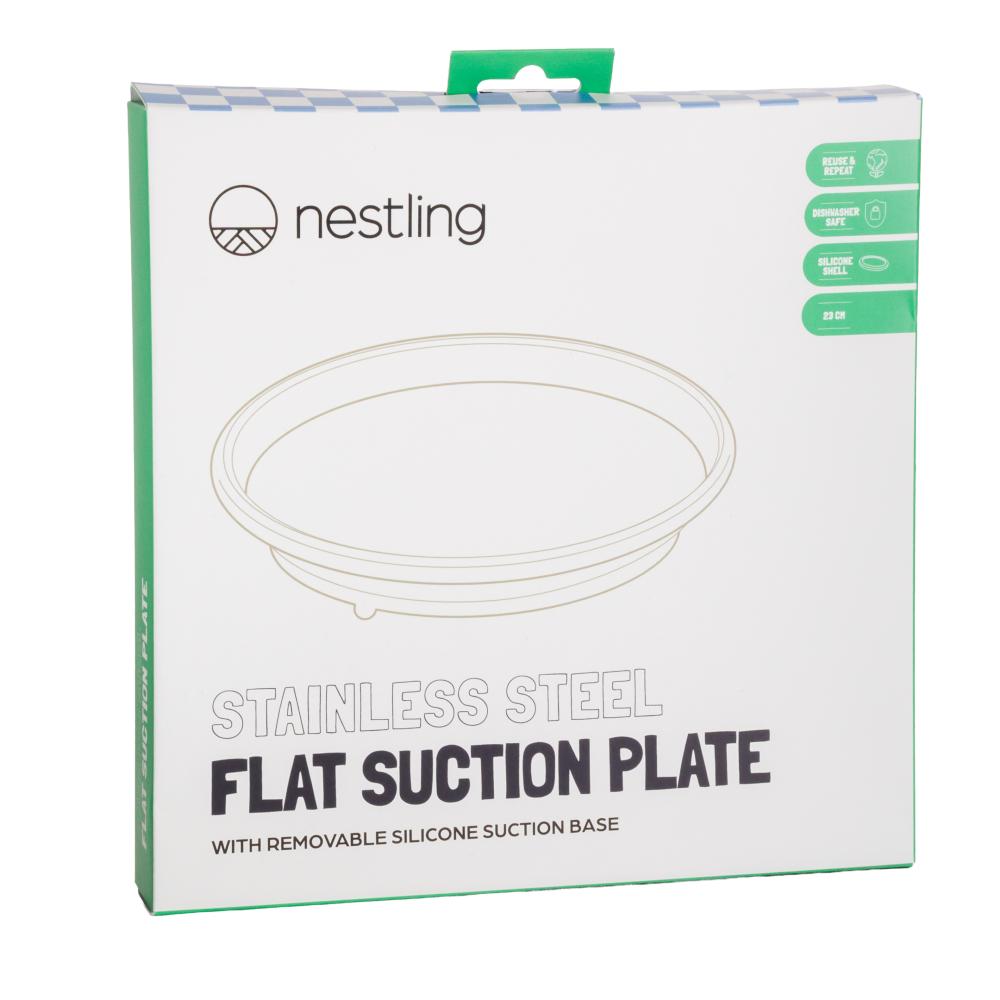 Nestling Accessory Feeding Large Stainless Flat Suction Plate 23cm