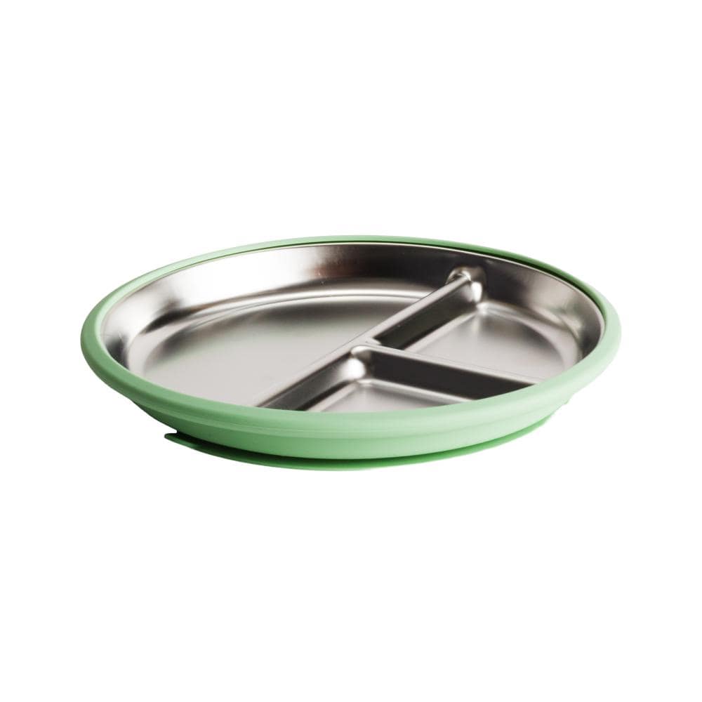 Nestling Accessory Feeding Sage Stainless Divided Suction Plate 20cm