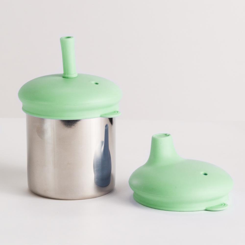 Nestling Accessory Feeding Sage Stainless Steel 3-in-1 Sippy Cup