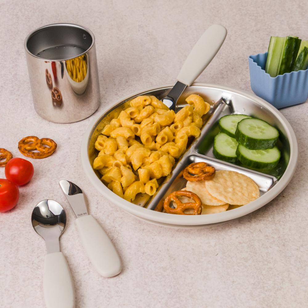 Nestling Accessory Feeding Stainless Divided Suction Plate 23cm