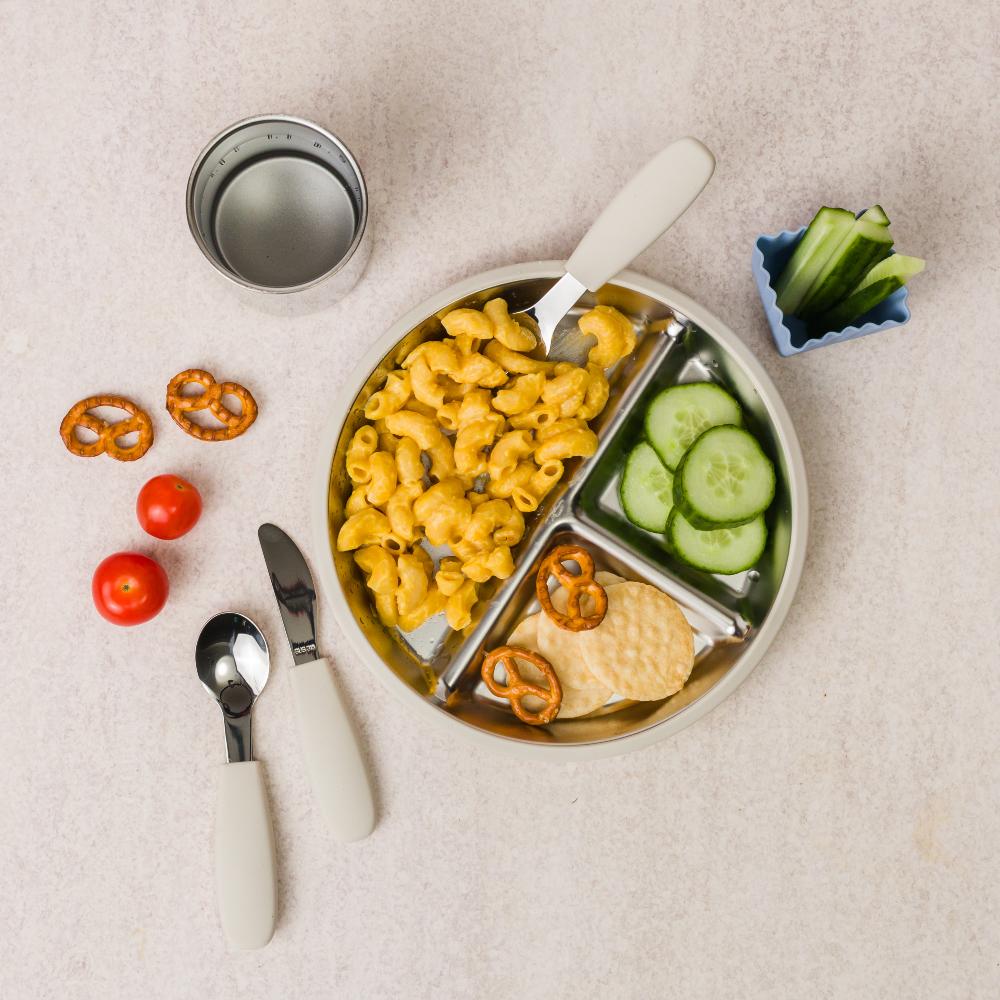 Nestling Accessory Feeding Stainless Divided Suction Plate 23cm