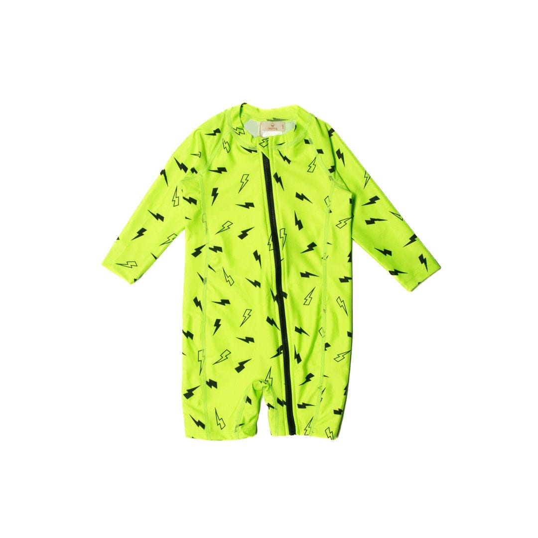 Nestling Boys Swimwear Shortie Swimmers - Green Bolts