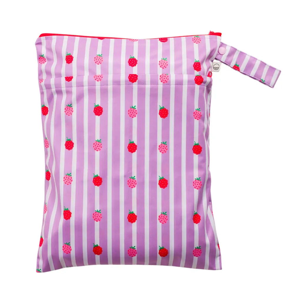 Nestling Children Accessories Double Pocket Wet Bag - Striped Raspberries