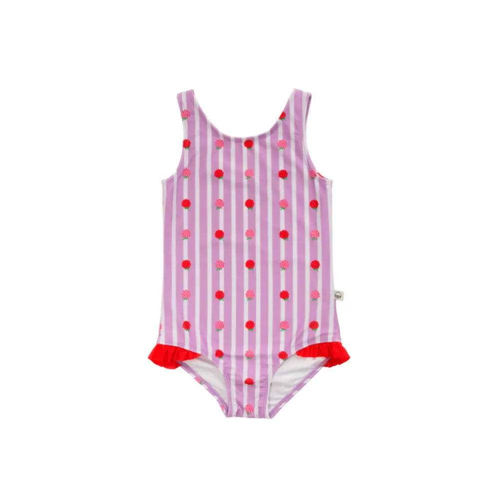 Nestling Girls Swimwear Neon Girls Swimsuit - Striped Raspberries
