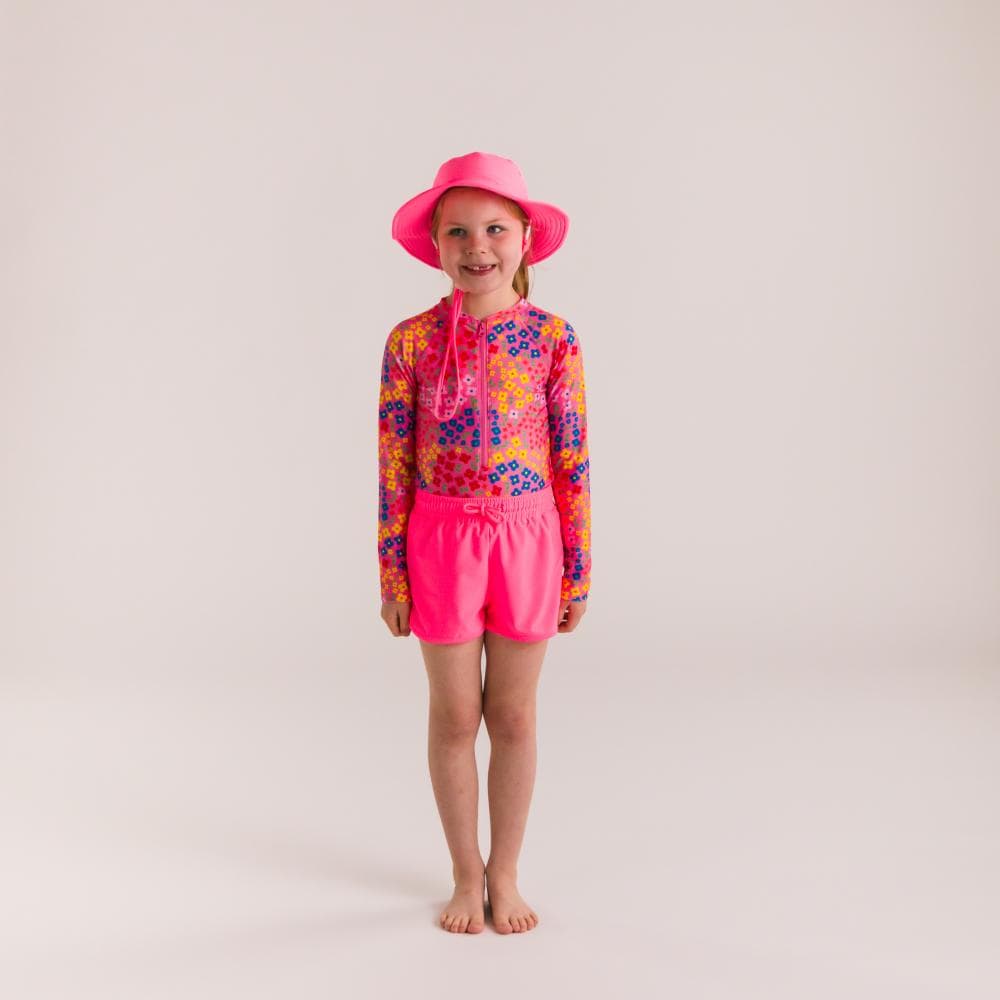 Nestling Girls Swimwear Short Boardies - Neon Pink