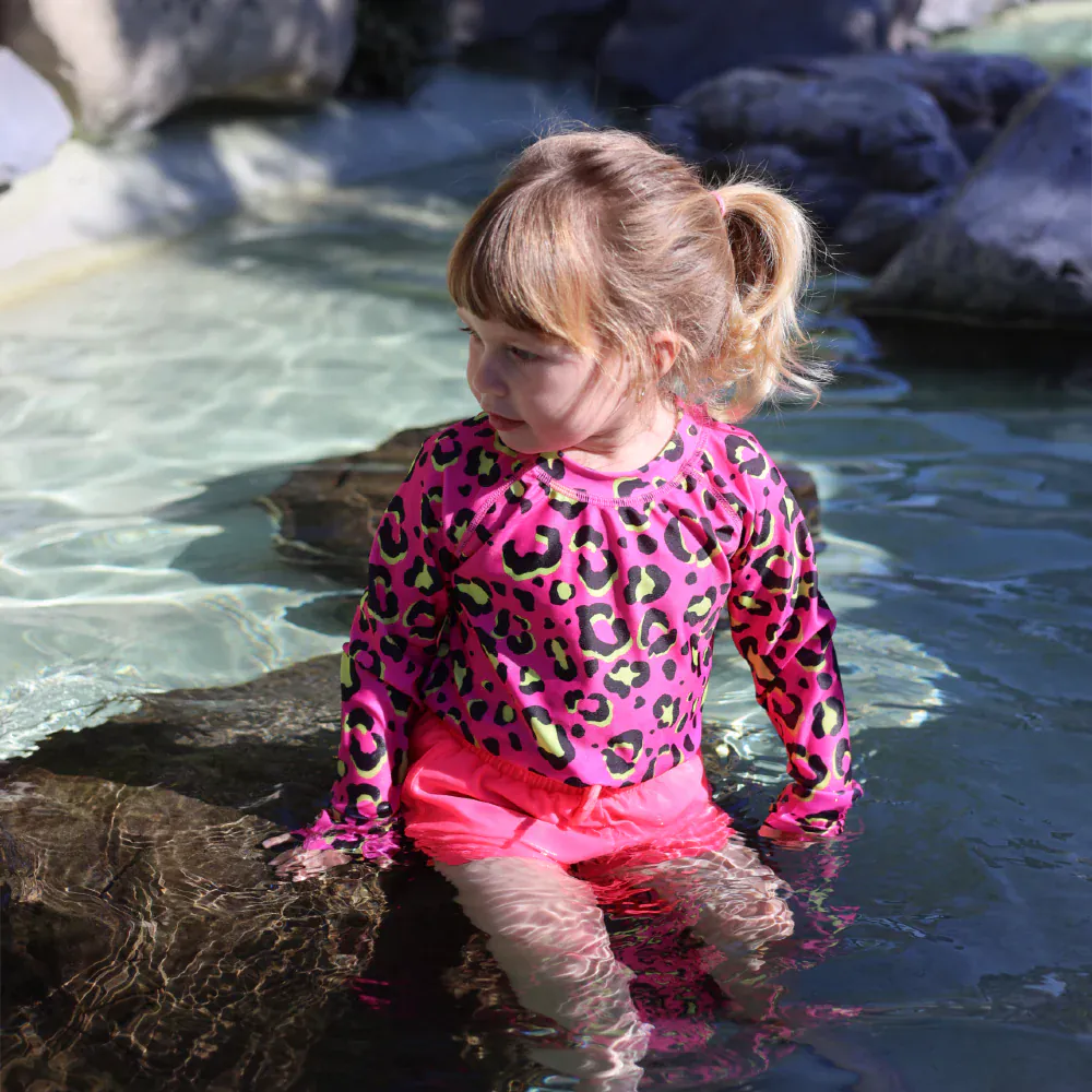 Nestling Girls Swimwear Short Boardies - Neon Pink