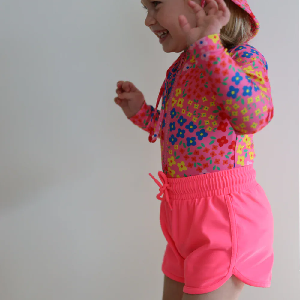 Nestling Girls Swimwear Short Boardies - Neon Pink