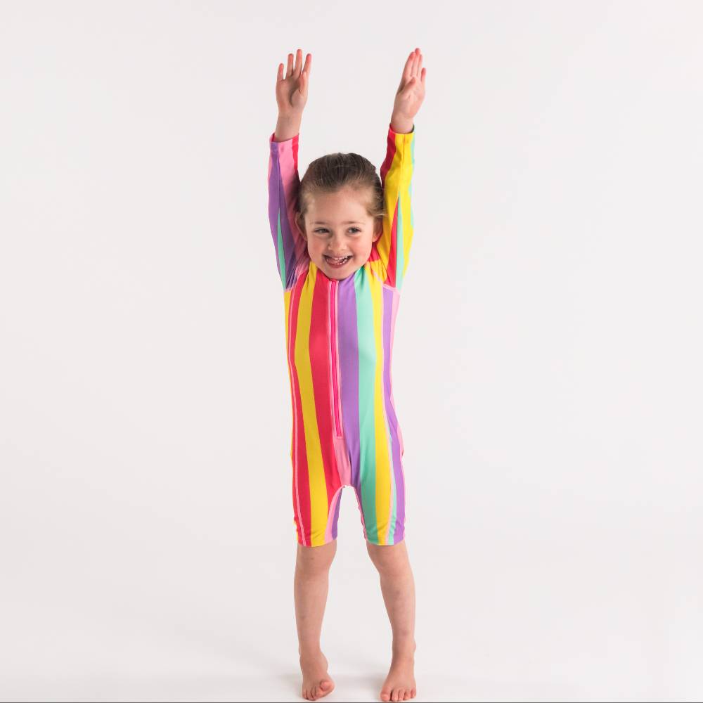 Nestling Girls Swimwear Shortie Swimmers - Unicorn Stripe