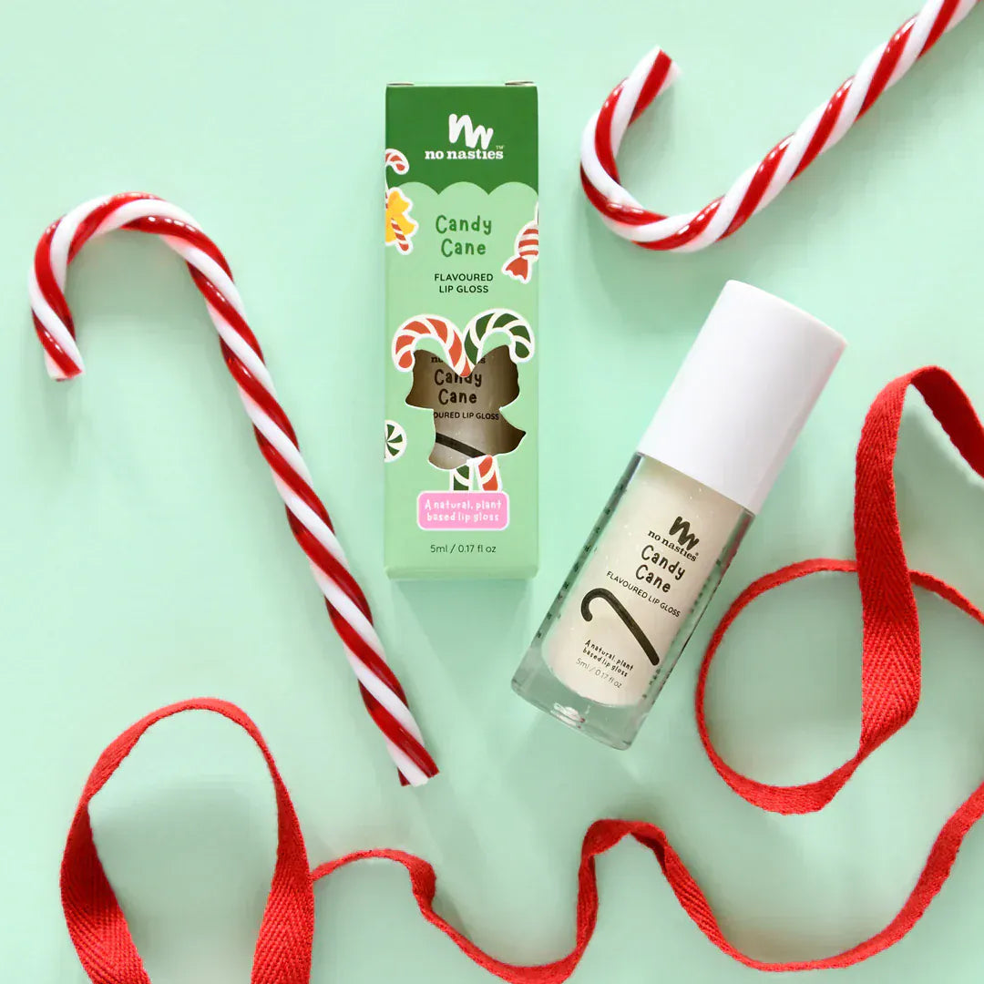 No Nasties Girls Accessory Christmas Limited Edition Natural Kids Lip Gloss Candy Cane
