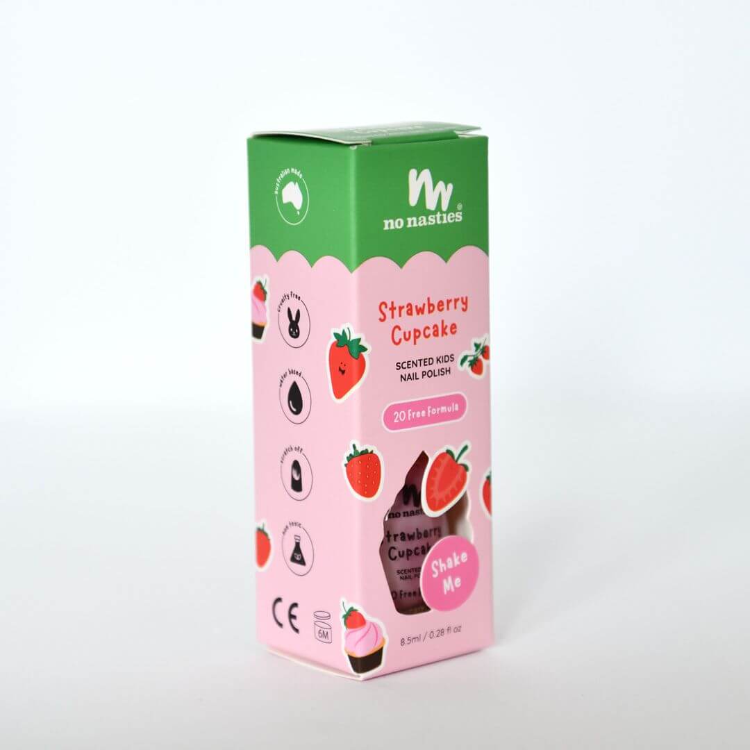 No Nasties Girls Accessory Kids Nail Polish Scented Strawberry Cupcake